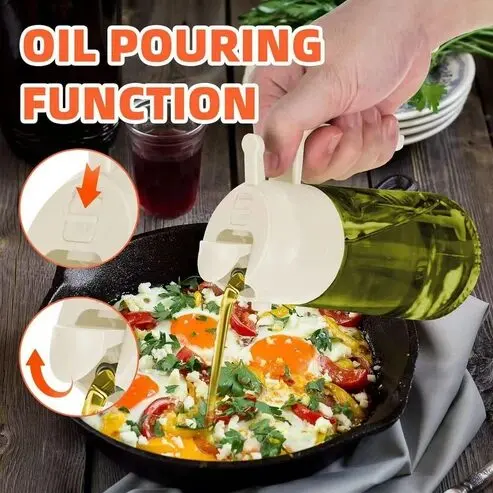 Ölspender grün Glas mit Sprühfunktion und Ausgießer – Bild 3