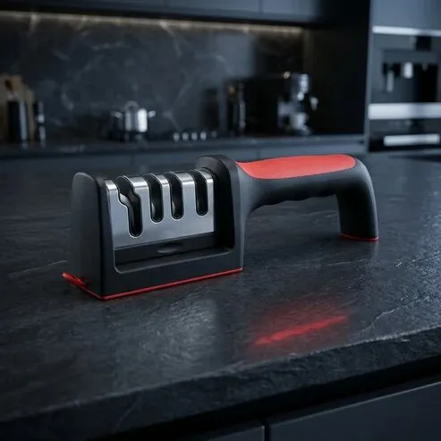 Messerschärfer rot schwarz 21,7 cm ergonomisch – Bild 2