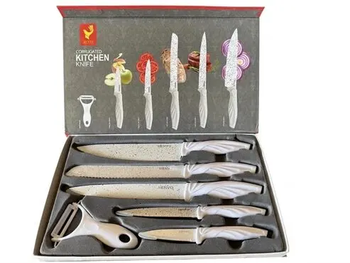 Küchenmesser Set 6-teilig mit Marmoroptik Klingen