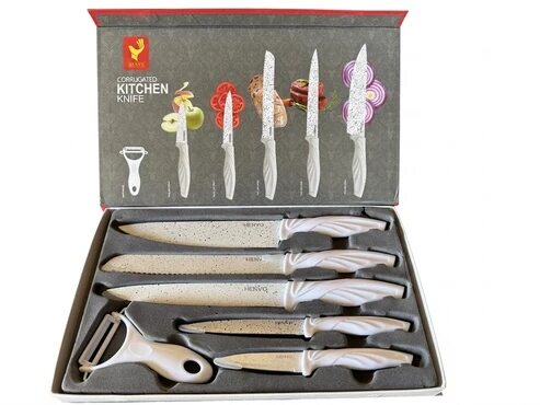 Küchenmesser Set 6-teilig mit Marmoroptik Klingen