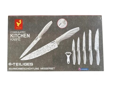 Küchenmesser Set 6-teilig mit Marmoroptik Klingen – Bild 4