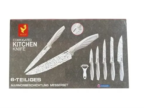 Küchenmesser Set 6-teilig mit Marmoroptik Klingen – Bild 4