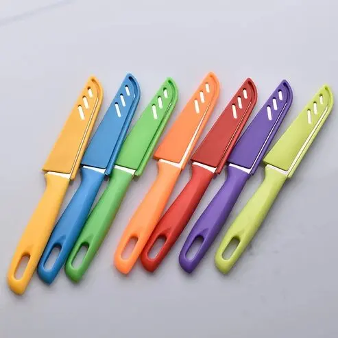 Küchenmesser Set 6-teilig bunte Kunststoffgriffe 90 mm Klinge