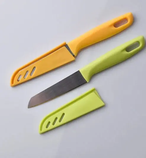 Küchenmesser Set 6-teilig bunte Kunststoffgriffe 90 mm Klinge – Bild 3