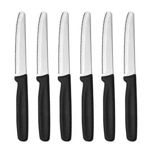 Brotmesser Set 6-teilig mit schwarzen Griffen und Edelstahlklingen – Auktionsbild