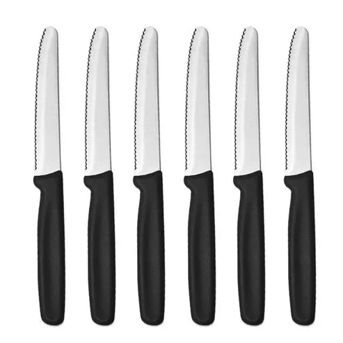 Brotmesser Set 6-teilig mit schwarzen Griffen und Edelstahlklingen – Bild 1