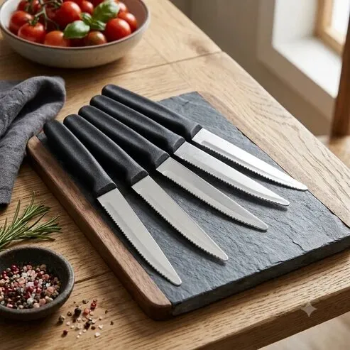 Brotmesser Set 6-teilig mit schwarzen Griffen und Edelstahlklingen – Bild 2