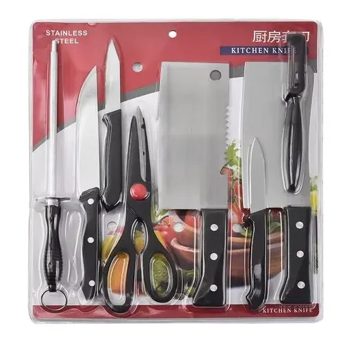 Küchenmesser Set 8-teilig Edelstahl schwarz Griffe – Bild 2