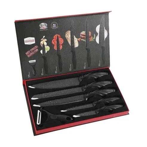 Küchenmesser Set 5 Messer und Schäler schwarz marmoriert – Bild 2