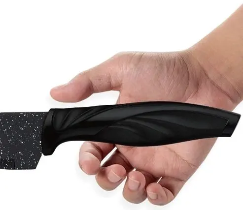Küchenmesser Set 5 Messer und Schäler schwarz marmoriert – Bild 5