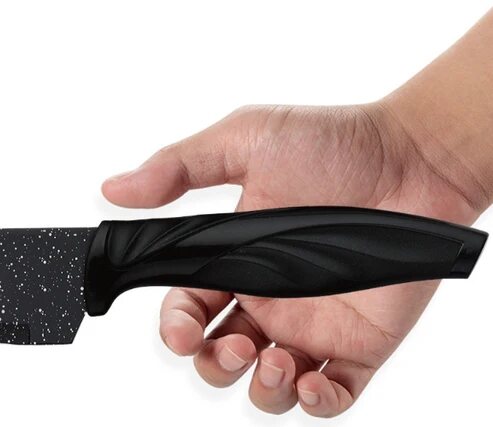 Küchenmesser Set 5 Messer und Schäler schwarz marmoriert – Bild 5