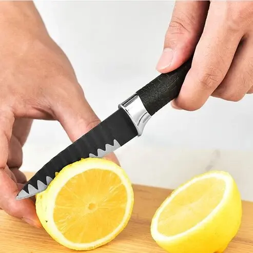 Küchenmesser Set 6-teilig mit Schere und Schäler schwarz – Bild 2