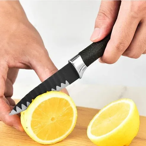 Küchenmesser Set 6-teilig mit Schere und Schäler schwarz – Bild 2