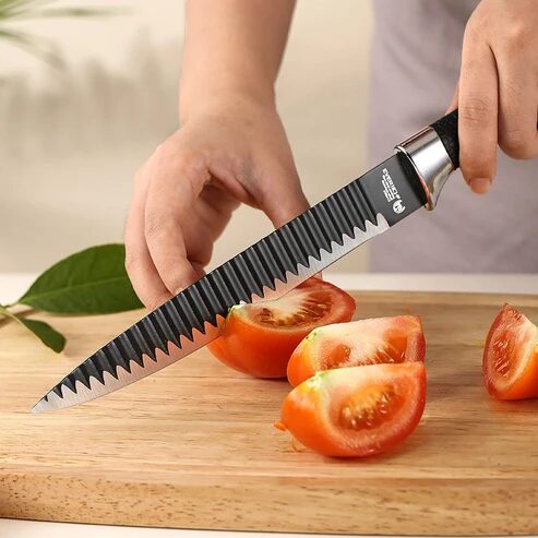 Küchenmesser Set 6-teilig mit Schere und Schäler schwarz – Bild 3