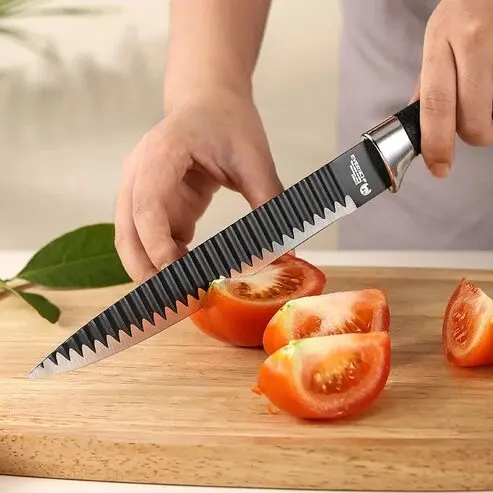 Küchenmesser Set 6-teilig mit Schere und Schäler schwarz – Bild 3