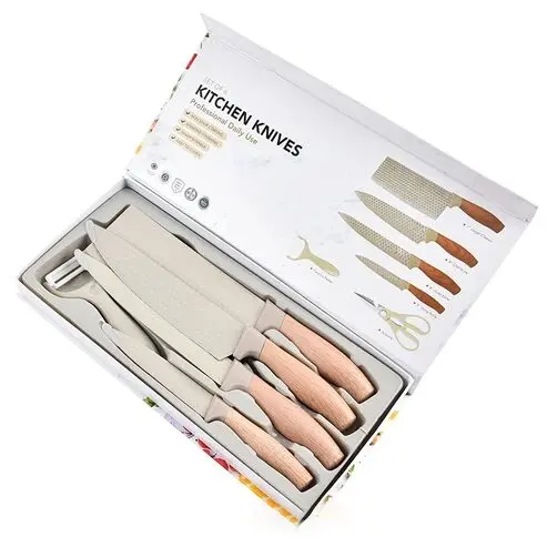 6-Teiliges Messerset in Beige – Bild 1