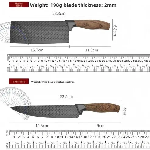 6-Teiliges Messerset in Schwarz mit Holzoptikgriff – Bild 4