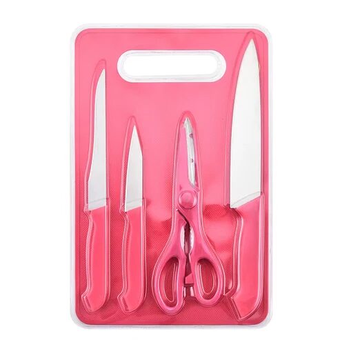 5-Teiliges Messerset mit Schneidbrett - Pink – Auktionsbild