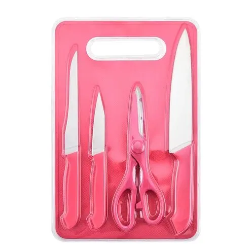 5-Teiliges Messerset mit Schneidbrett - Pink – Bild 1