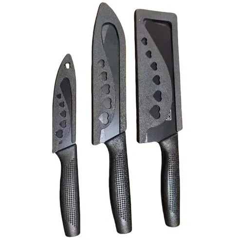 Küchenmesser Set 3-teilig schwarz mit Herz-Muster – Bild 3