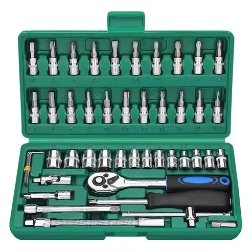 46-teiliges Steckschlüssel-Set mit Bits und Handwerkzeugen im Hartschalenkoffer – Bild 1