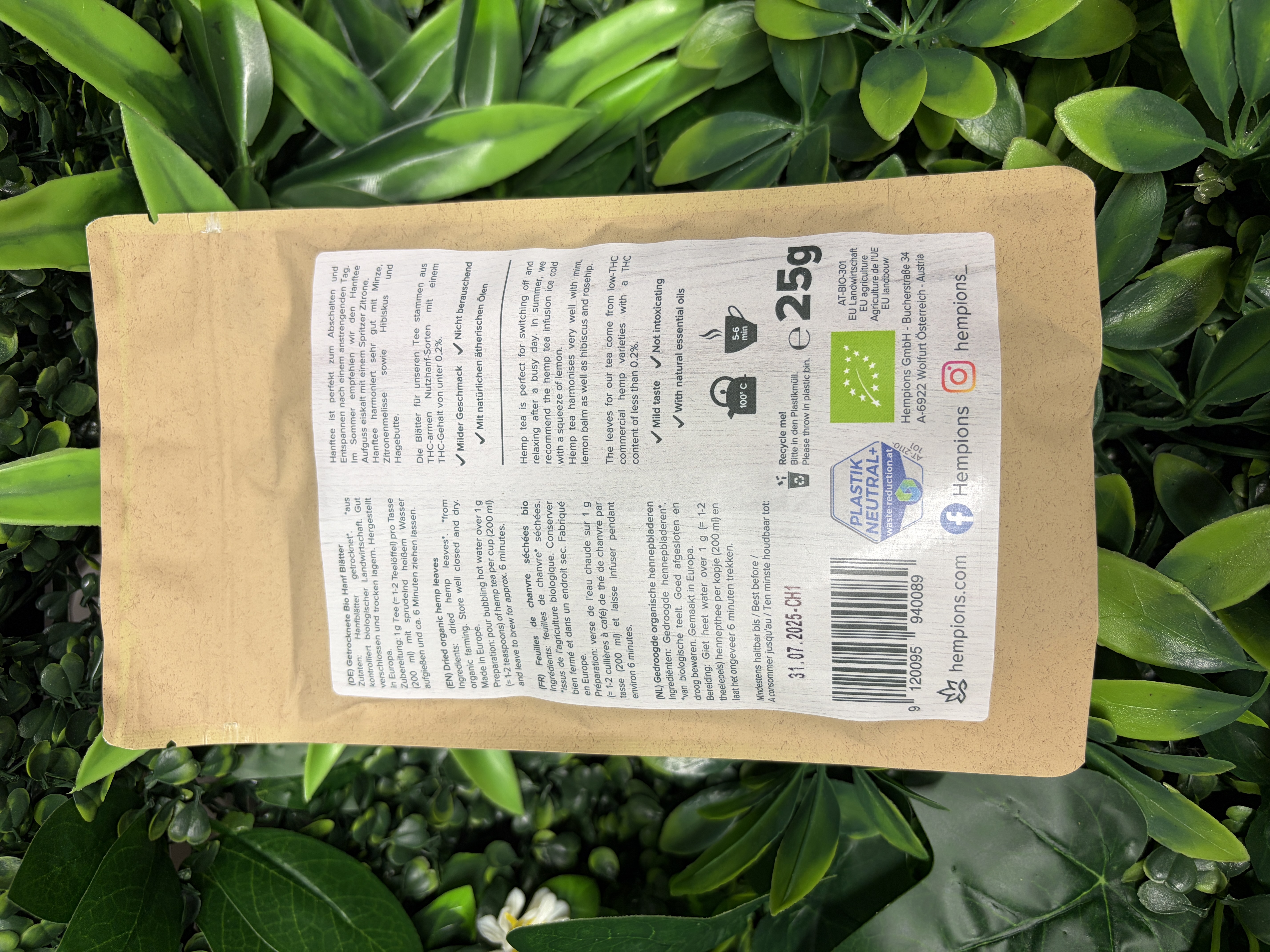 Hempions Hanftee 25 g Bio Qualität mild – Bild 2