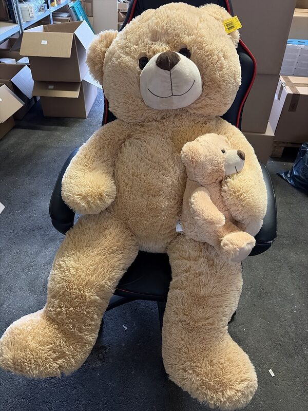 Plüschtier Teddybär 2 Stück beige große und kleine Größe – Bild 2