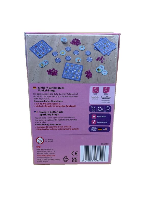 HABA Einhorn Glitzerglück Bingo-Spiel 45 Wolkenkristalle – Bild 2
