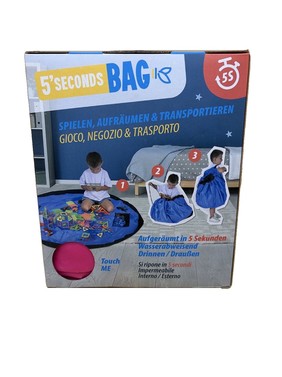 Spielmatte mit Tasche wasserabweisend blau schnell aufräumen