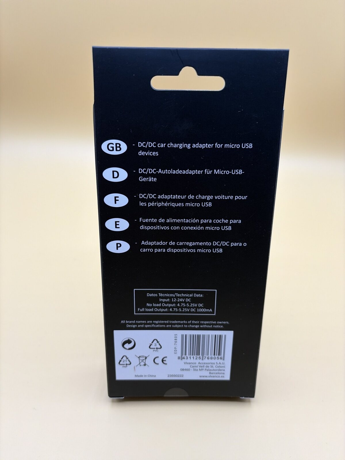 Vivanco Auto-Ladeadapter Micro-USB 1 Ampere 0,60 m Kabel – Bild 2