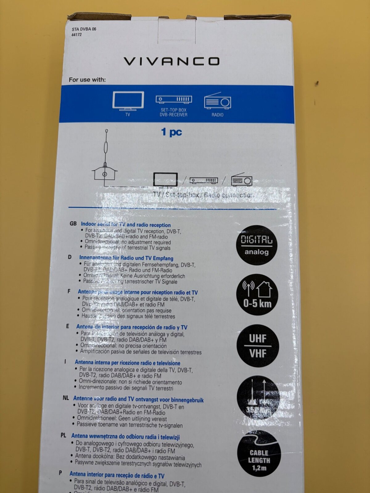 Vivanco STA DVBA 06 Innenantenne 1 Stück DVB-T DAB FM – Bild 2