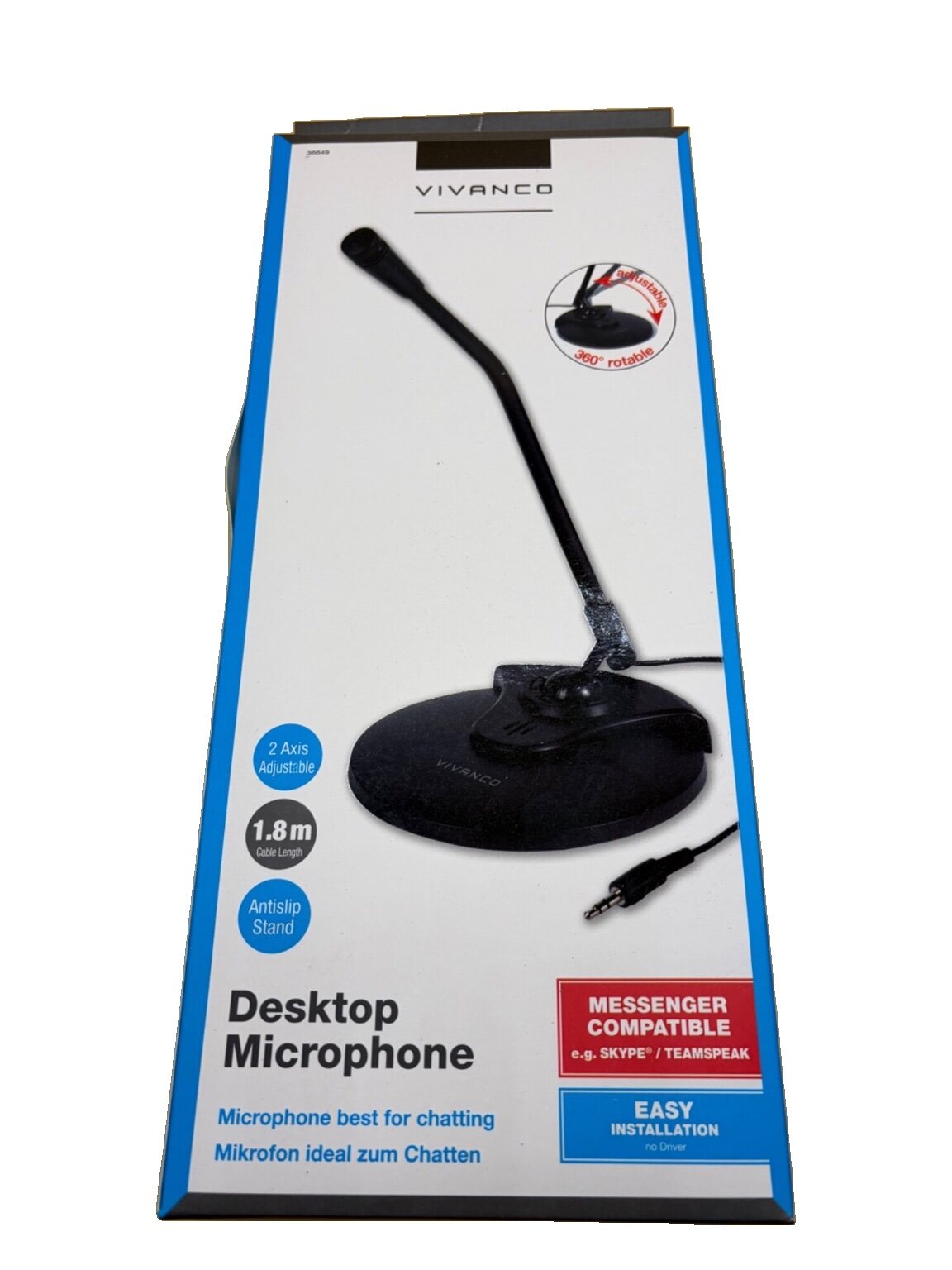 Vivanco Mikrofon 1,8 m Kabel verstellbar