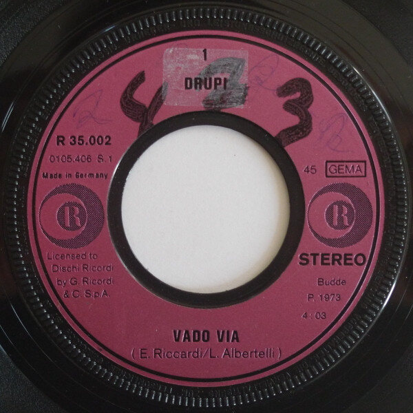 Drupi (2) – Vado Via / She Didn't Remember My Name (7") – Bild 2