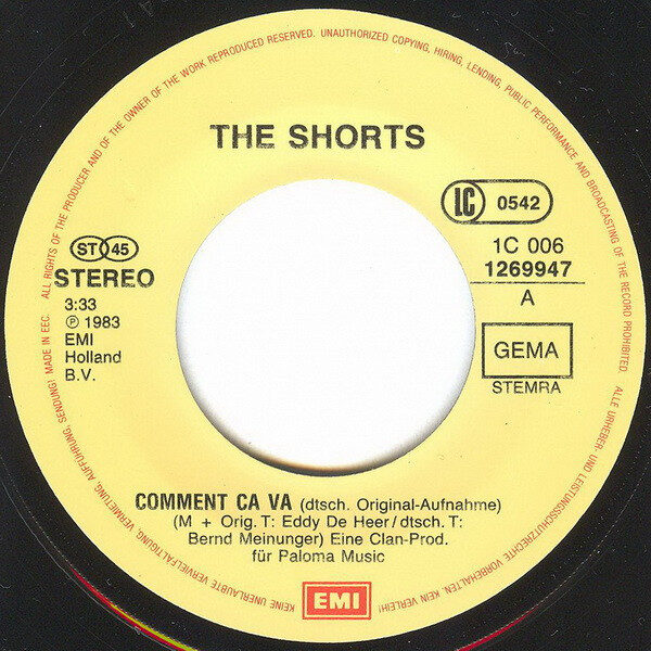 The Shorts – Comment Ça Va (Single) – Bild 3
