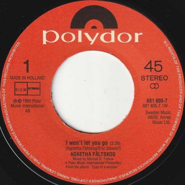 Agnetha Fältskog – I Won't Let You Go (Single) – Bild 3