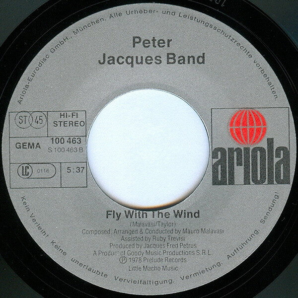 Peter Jacques Band – Walking On Music / Fly With The Wind (Single) – Bild 4