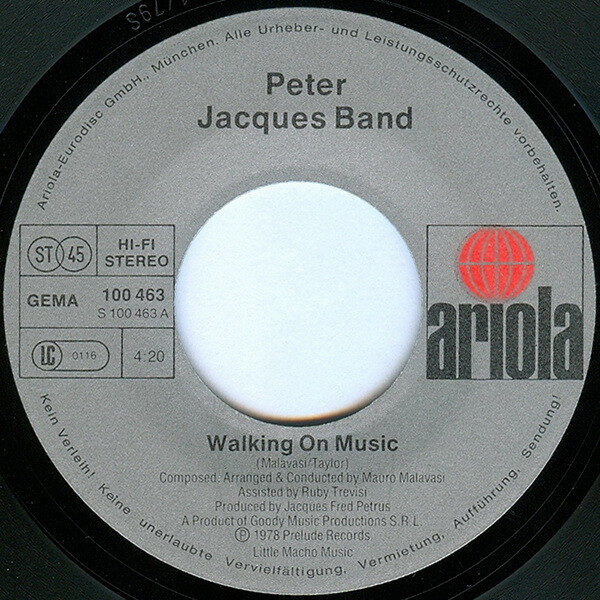 Peter Jacques Band – Walking On Music / Fly With The Wind (Single) – Bild 3