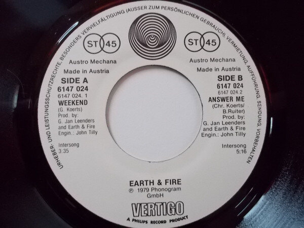 Earth And Fire – Weekend (Single) – Bild 3