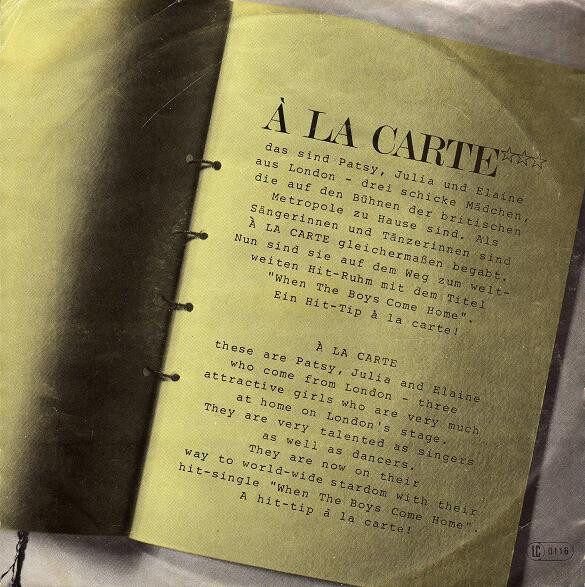 À La Carte – When The Boys Come Home (Single) – Bild 2