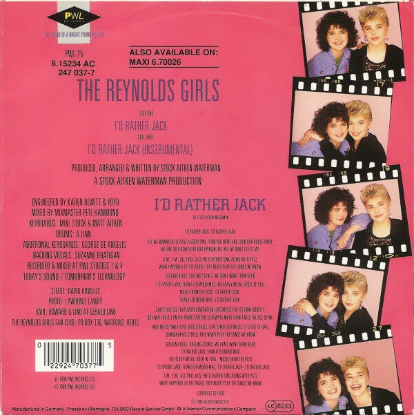 The Reynolds Girls – I'd Rather Jack (Single) – Bild 2