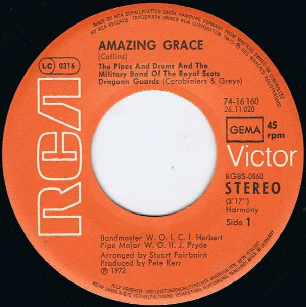 The Military Band Of The Royal Scots Dragoon Guards* – Amazing Grace (Single) – Bild 2