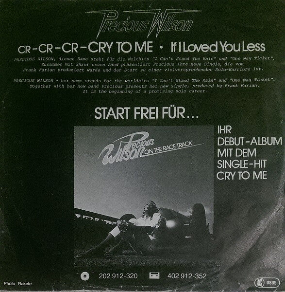 Precious Wilson – Cr-Cr-Cr-Cry To Me (Single) – Bild 2