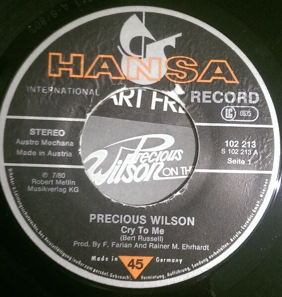 Precious Wilson – Cr-Cr-Cr-Cry To Me (Single) – Bild 3