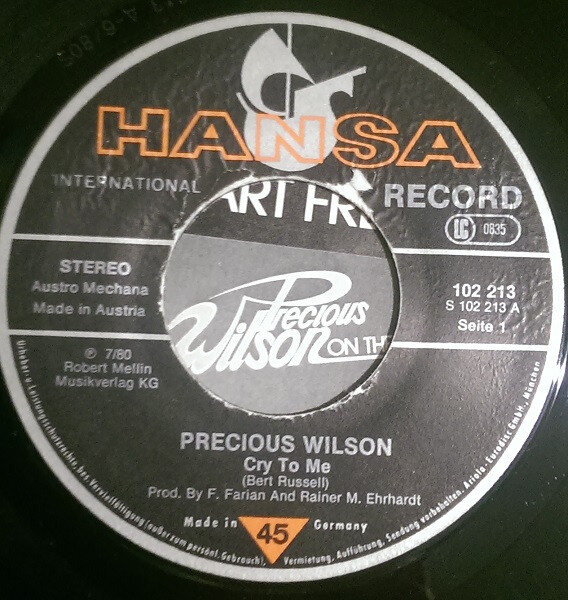 Precious Wilson – Cr-Cr-Cr-Cry To Me (Single) – Bild 3