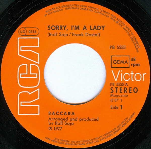 Baccara – Sorry, I'm A Lady (Single) – Bild 3