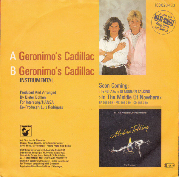 Modern Talking – Geronimo's Cadillac (Single) – Bild 2