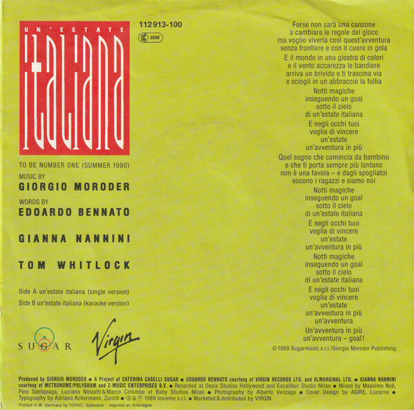 Edoardo Bennato - Gianna Nannini – Un'Estate Italiana (Single) – Bild 2