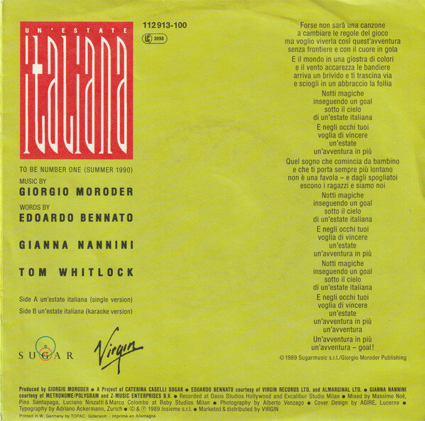 Edoardo Bennato - Gianna Nannini – Un'Estate Italiana (Single) – Bild 2