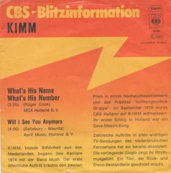 Kimm* – What's His Name What's His Number (Single) – Bild 1