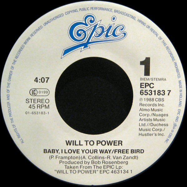 Will To Power – Freebaby (Baby, I Love Your Way/Free Bird) (Single) – Bild 3